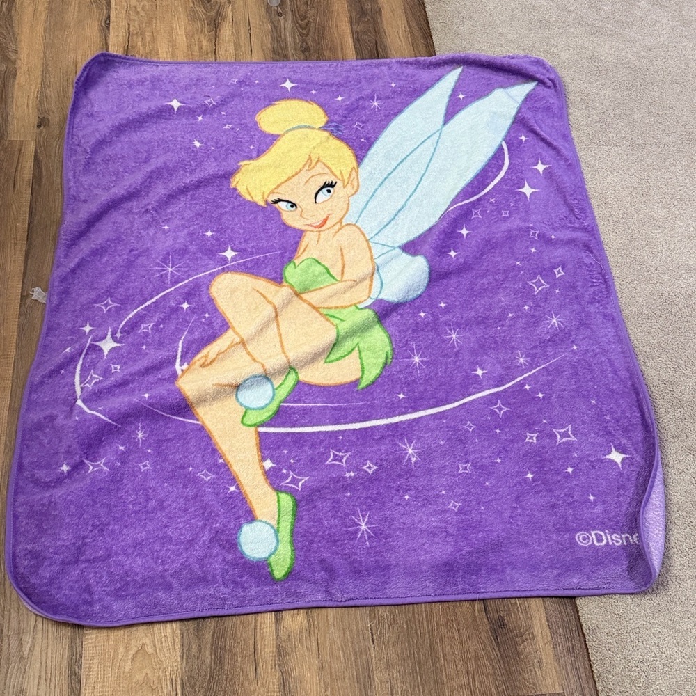 Rare vintage Disney Tinkerbell Blanket Throw Purple